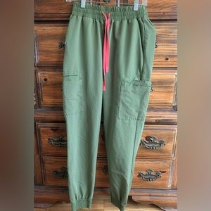 Figs olive green high waist scrub joggers -M/T